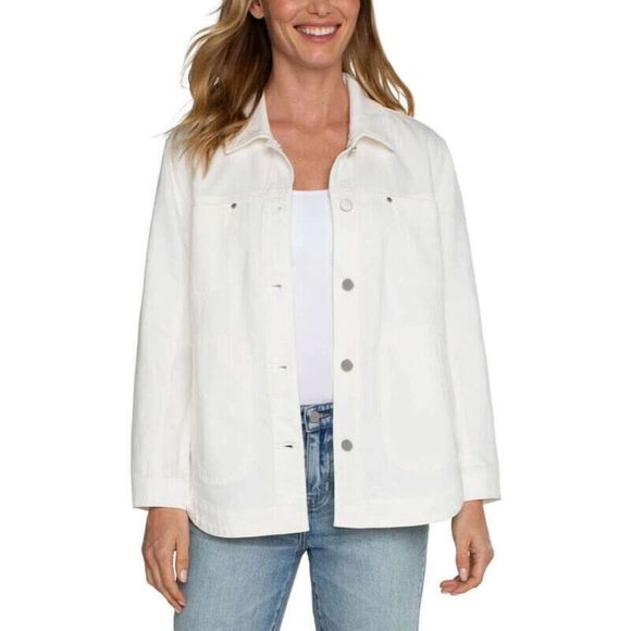 Liverpool Women’s Shirt Jacket Stretch in Bright White Size Medium - Picture 1 of 7